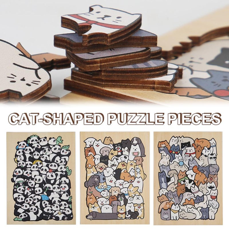 Animal Wooden Jigsaw Puzzles50 Pieces Pet Unique Shape Dogs Puzzle Educational Toys, Unique Gifts for Friends and Family, Bunny Lover Gifts for Home Decor (Panda) - Image 3